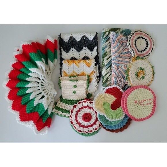 Handmade Other - Lot of 20 Vintage Retro Variety Crochet Multicolor Doilies Coasters Runners